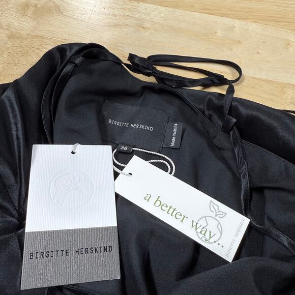 BIRGITTE HERSKIND NWT Timo Slip Dress Maxi Black Size M/8 US Satin Open Back - Picture 3 of 14